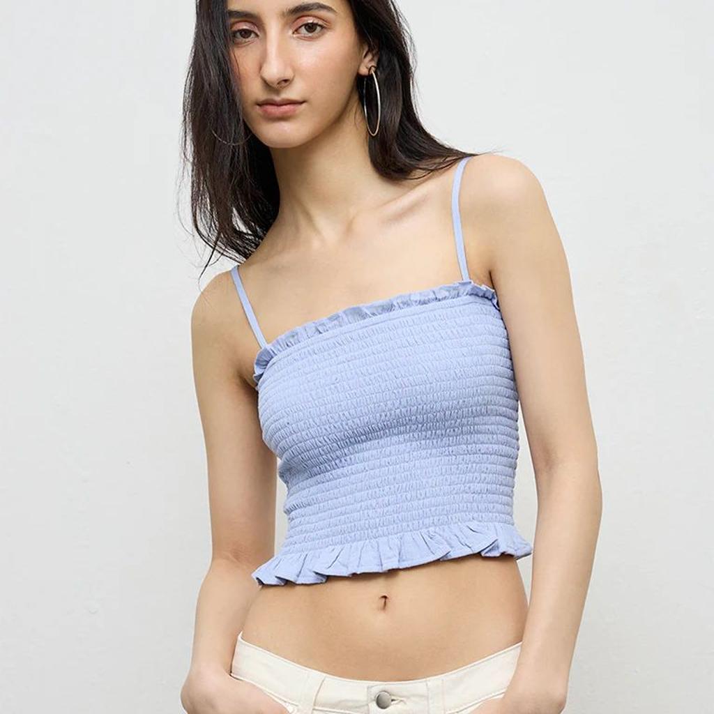 Nuon Light Blue Smocked Top