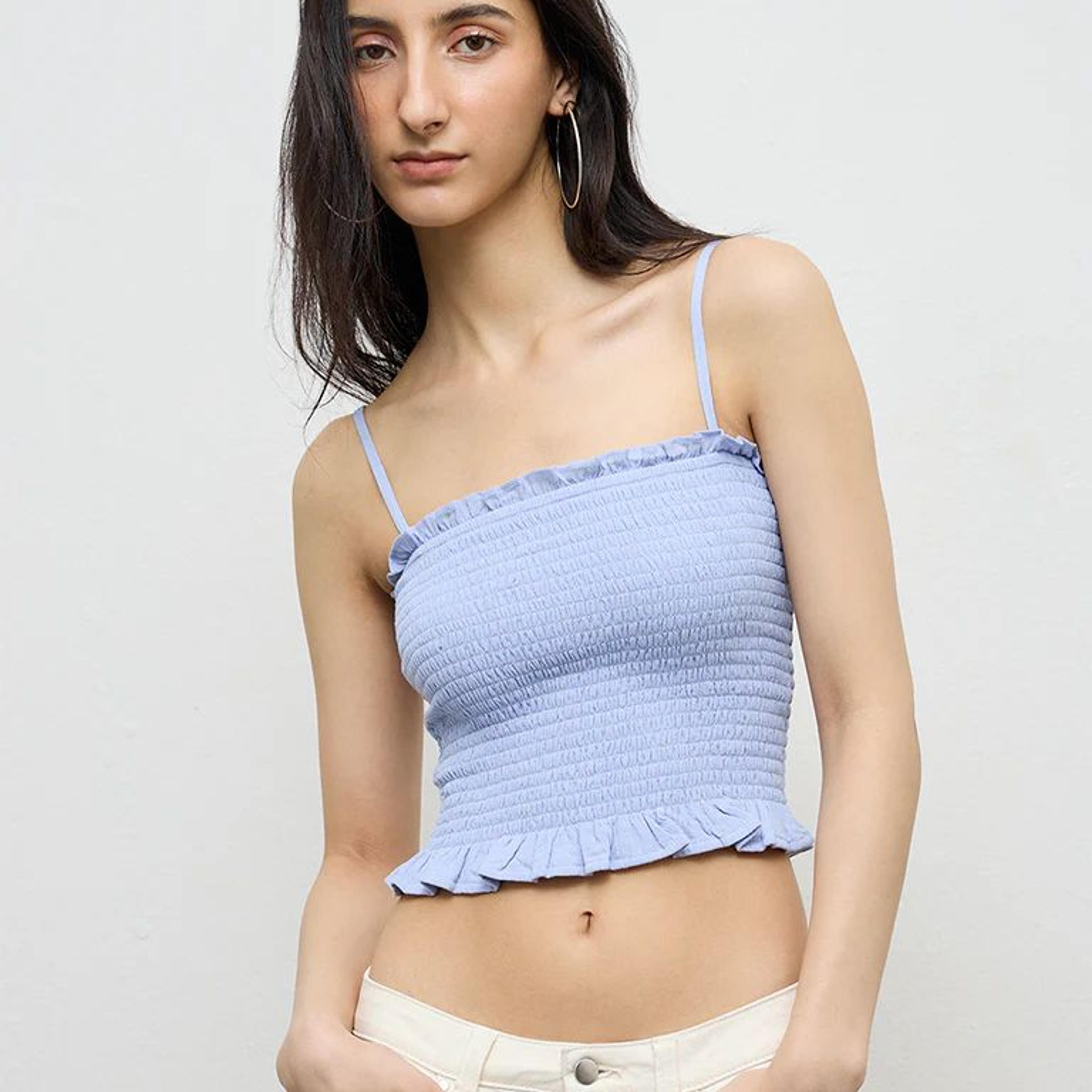 Nuon Light Blue Smocked Top