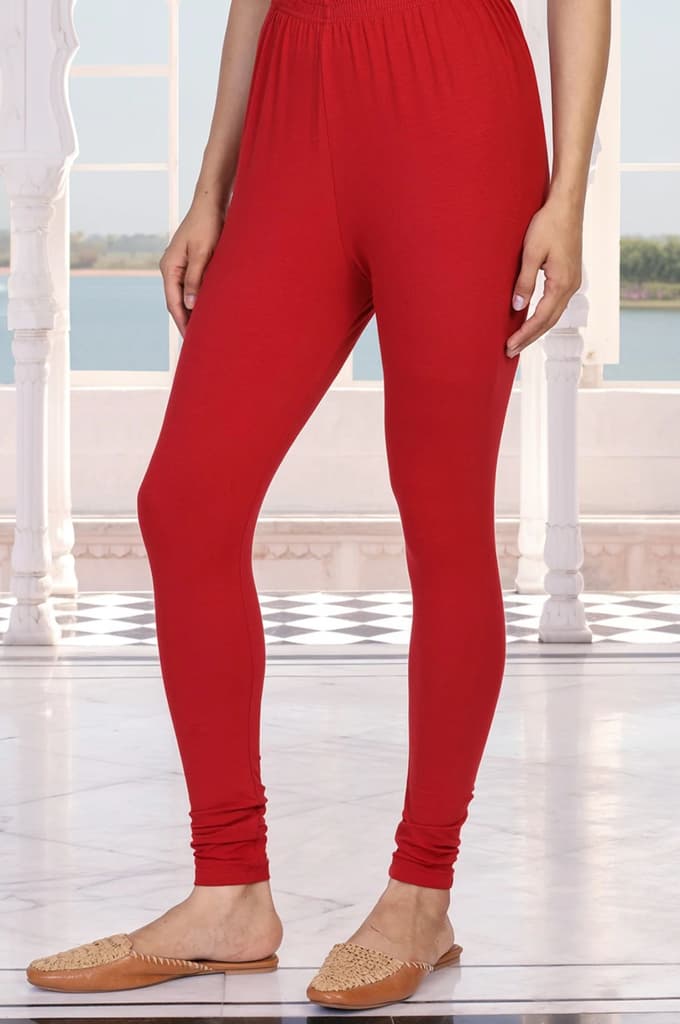 Red Solid Cotton Tight — photo 3
