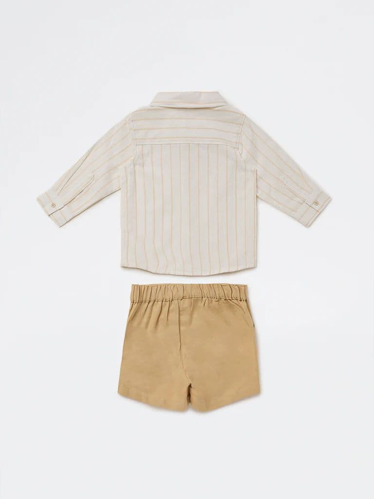 HOP Baby Boys White Cotton-Blend Shirt and Shorts Set — photo 3