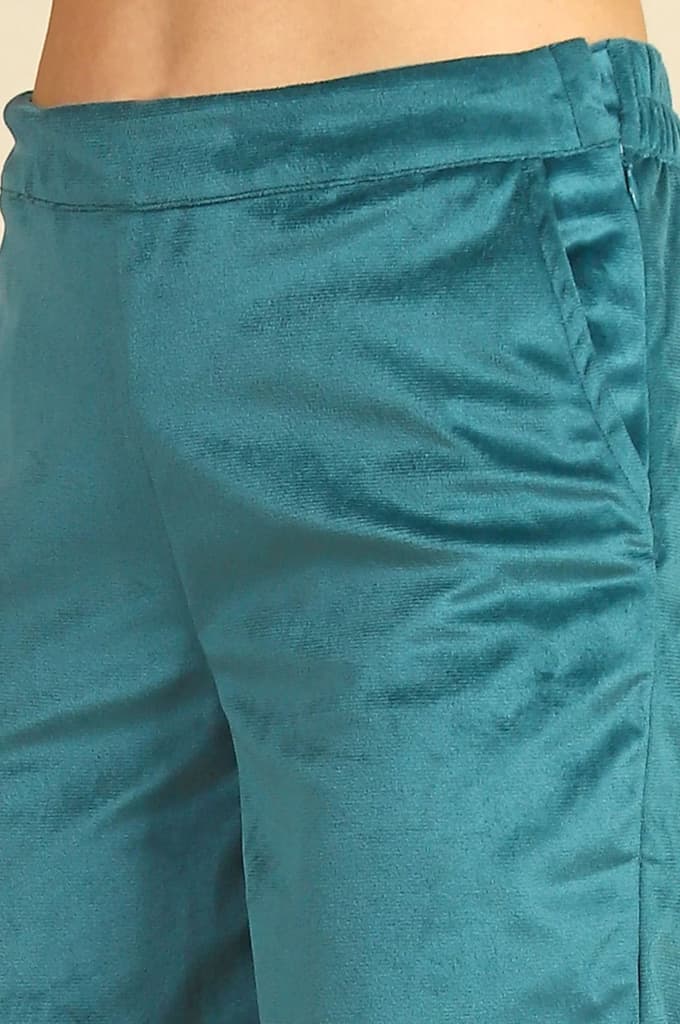 Green Solid Straight Fit Pants with YKK Zipper — photo 3