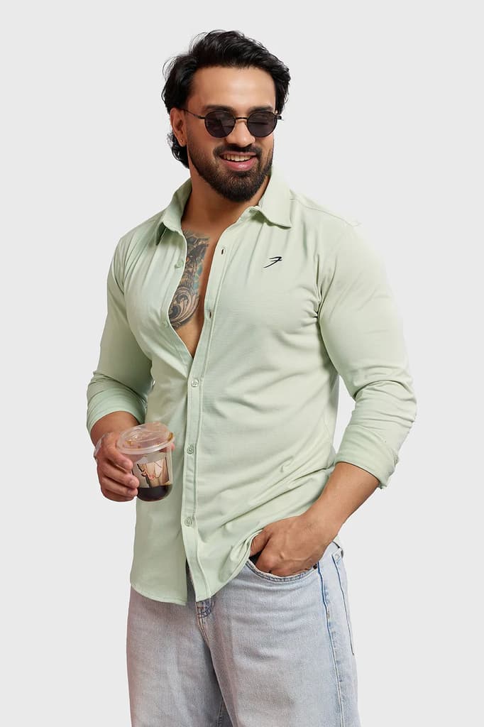 Aero Fullsleeves Shirt Light Green — S