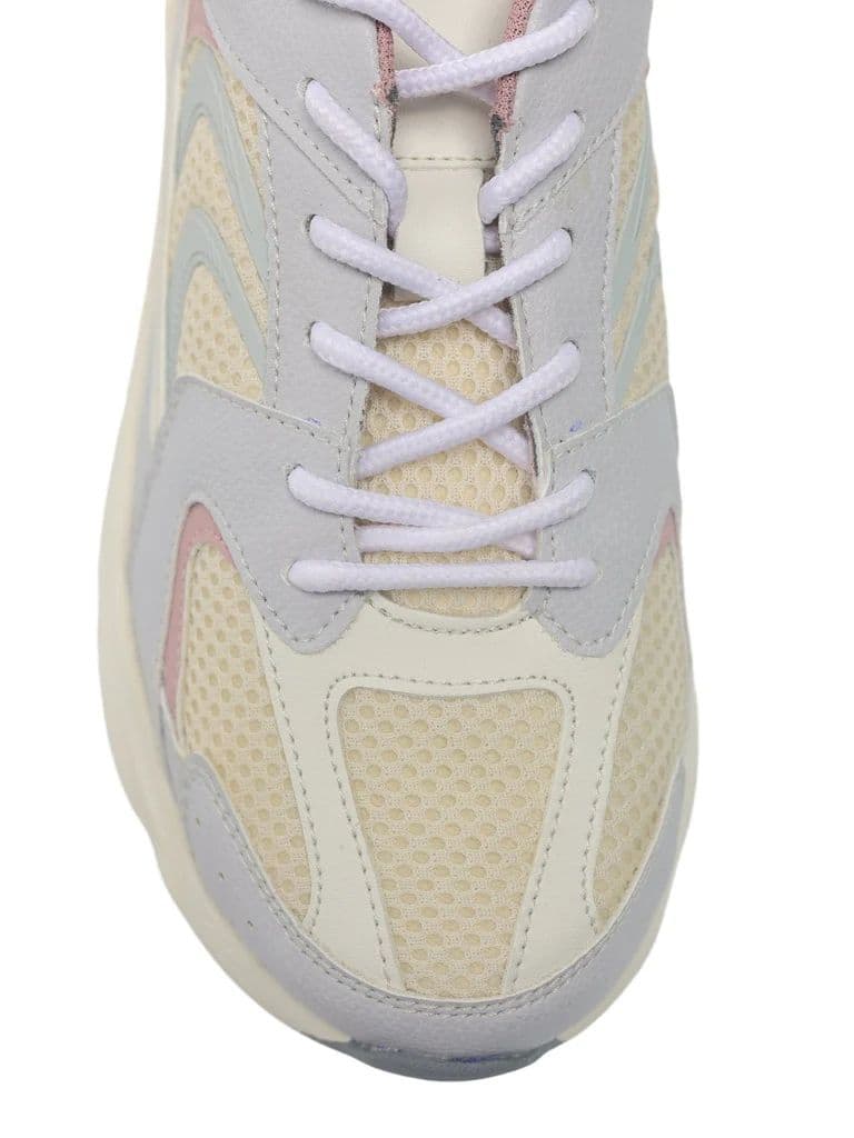 LUNA BLU Grey Sude-Detail Mesh Lace-Up Sneakers — photo 4