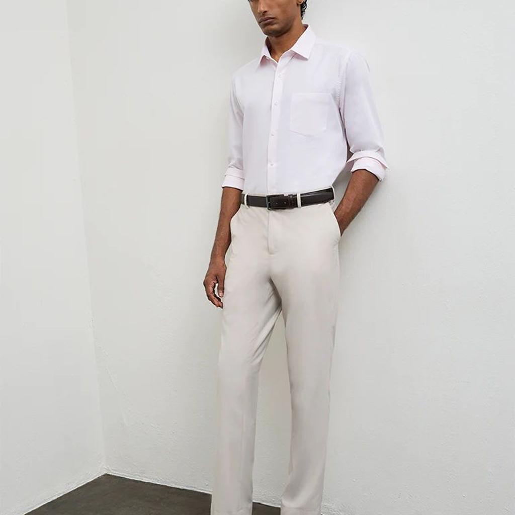 WES Formals Pink Slim-Fit Cotton Shirt