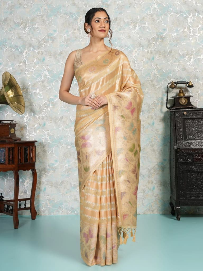 Mimosa Women's Woven Design Banarasi Style Art Silk Saree With Blouse Piece : SA00002065YLWFREE — photo 2