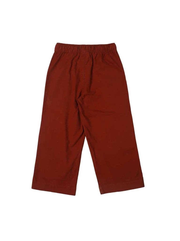 HOP Kids Boys Rust Solid Relaxed-Fit Cotton Trousers — photo 4