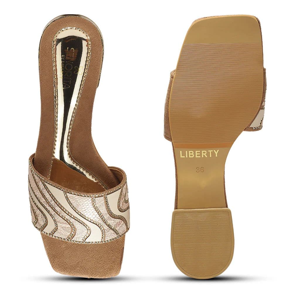 Senorita STY-153E Beige Casual Slip on Slippers for Women By Liberty — photo 5