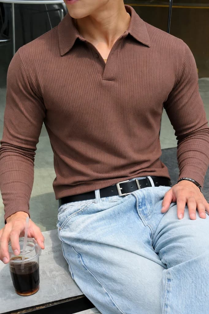 Classic Ribbed Full-Sleeve Polo — photo 7