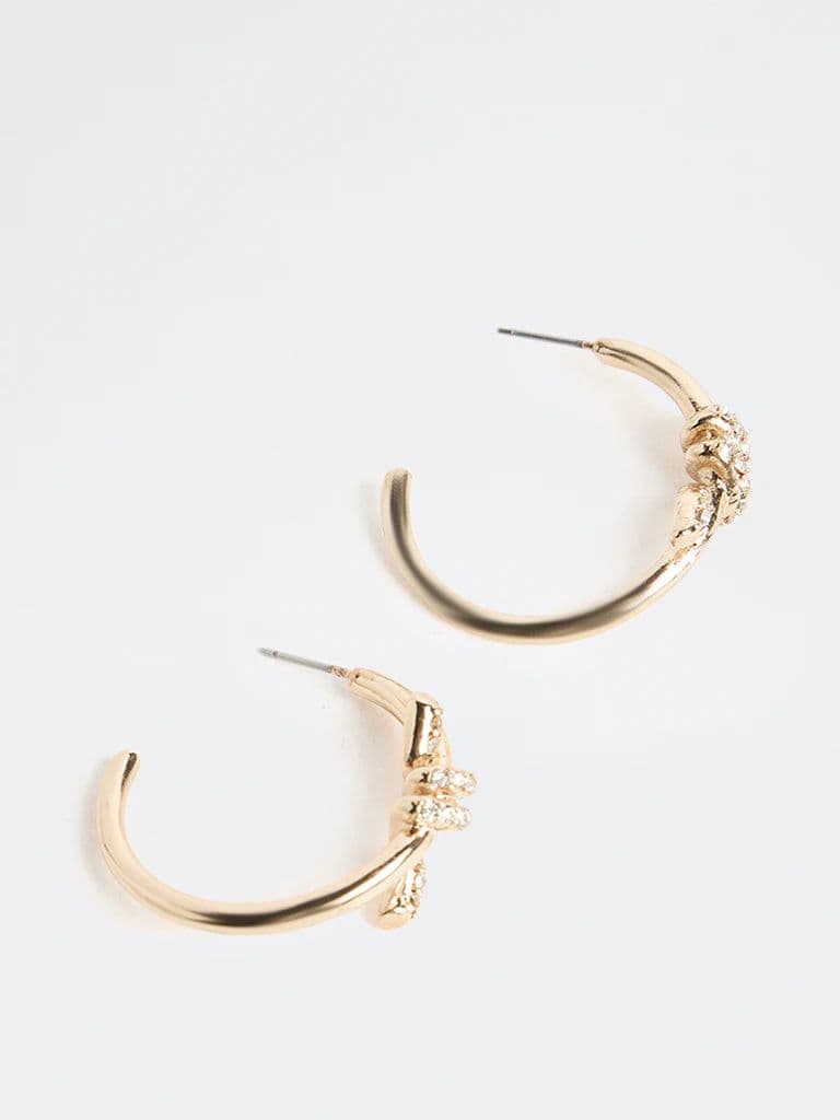 Westside Accessories Gold Embellished Knot Hoop Earrings — photo 2