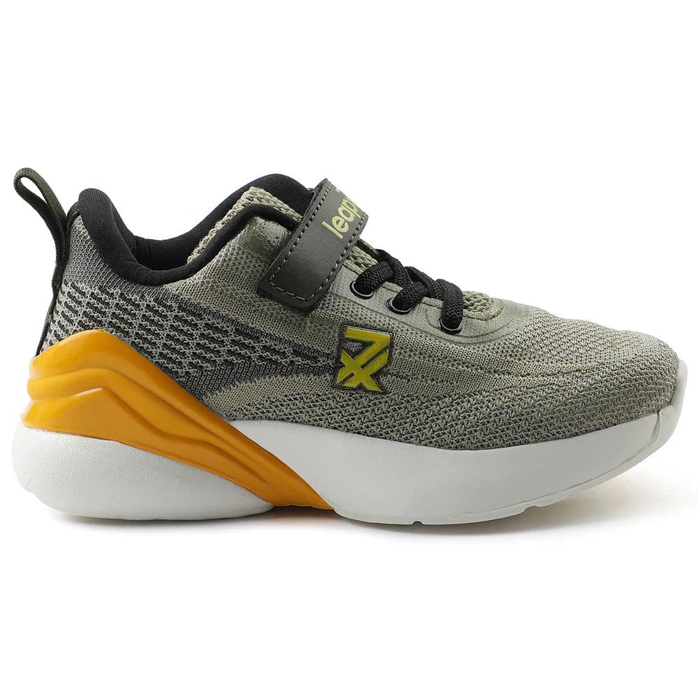 Leap7x Olive Green Sports Lacing Running Shoes For Kids COVER-02 By Liberty — photo 2