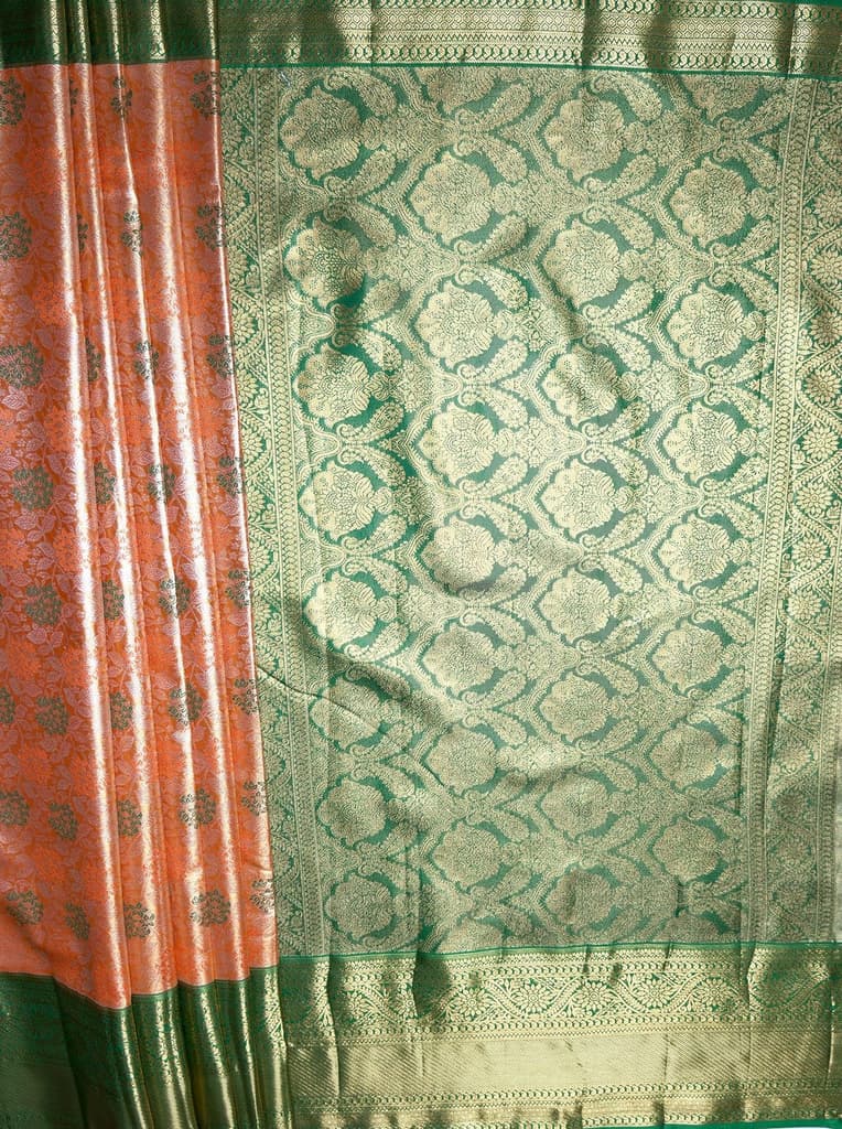 MIMOSA Women's Woven Design Kanjivaram Style Tissue Art Silk Saree with Blouse Piece - Orange ( SA00002922ORFREE ) — photo 5