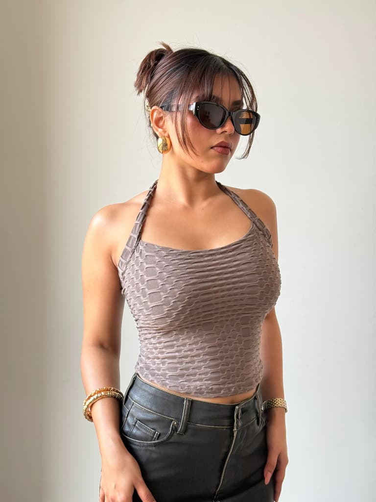 Jacquard Honey Luxe Halter Top — photo 3