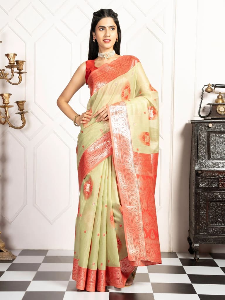 Mimosa Women's Woven Design Kanjivaram Style Art Silk Saree With Blouse Piece : SA00002066PSFREE — photo 2