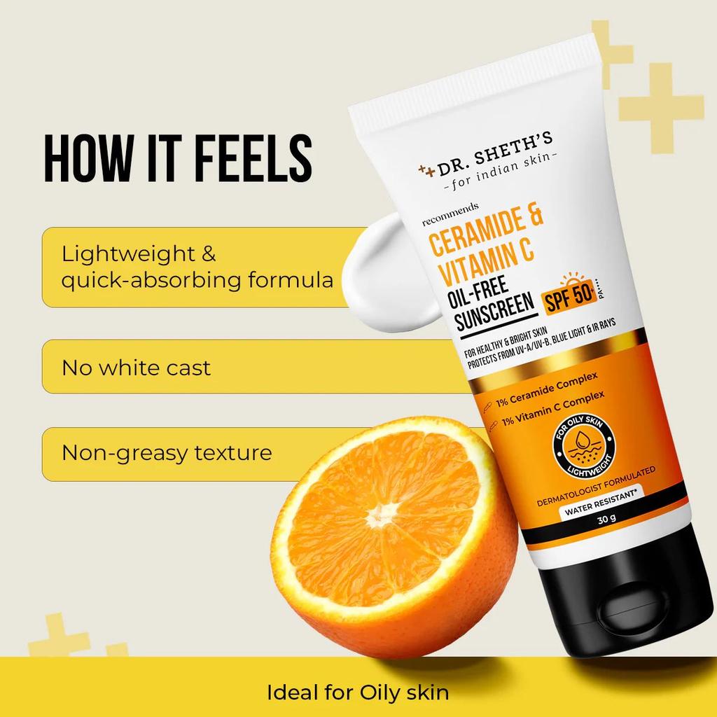 Ceramide & Vitamin C Oil Free Sunscreen - 30g (Pack of 2)