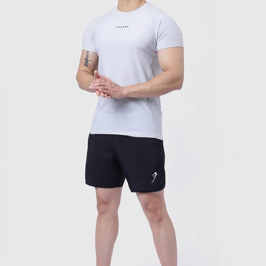 Blaze Nylon T-shirt Grey and 2 in 1 Compression Shorts Black