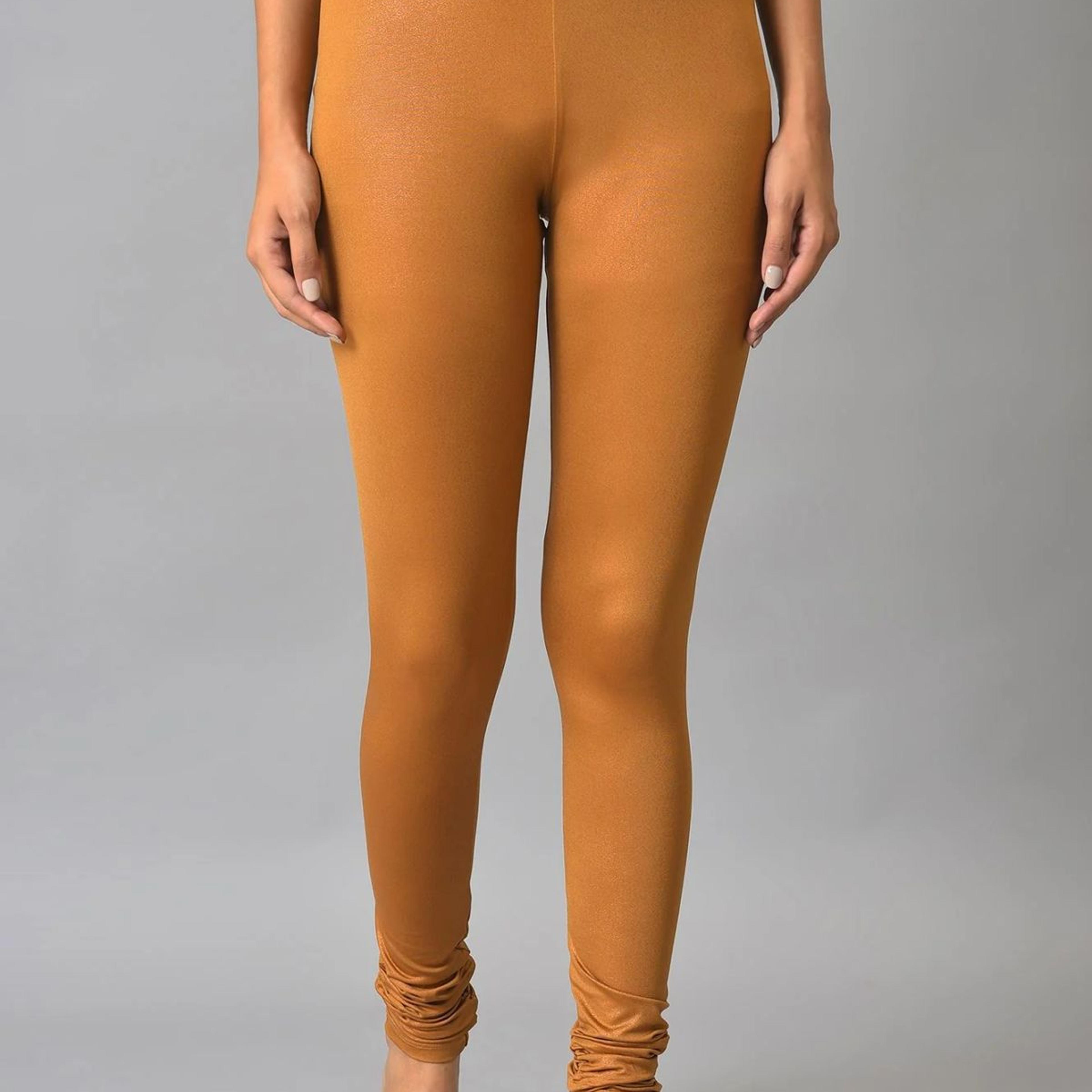 Brown Poly Lycra Women Churidar