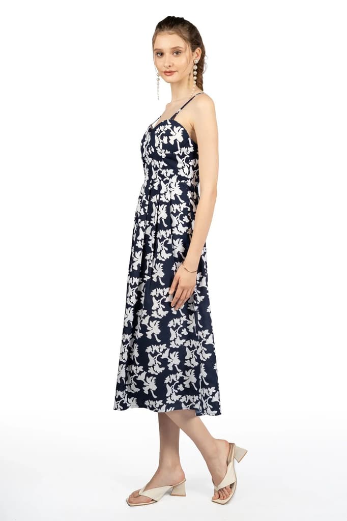 Blue & White Floral Midi Dress — photo 5