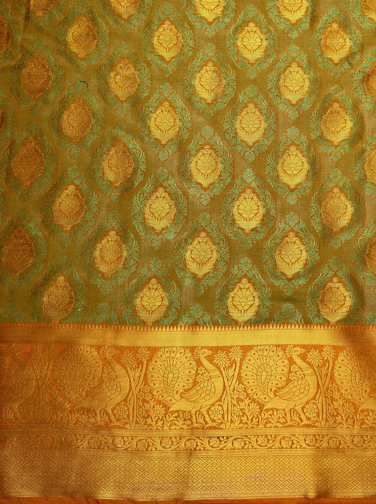 MIMOSA Women's Woven Design Kanjivaram Style Art Silk Saree with Blouse Piece - Mustard ( SA00003142MSFREE ) — photo 7
