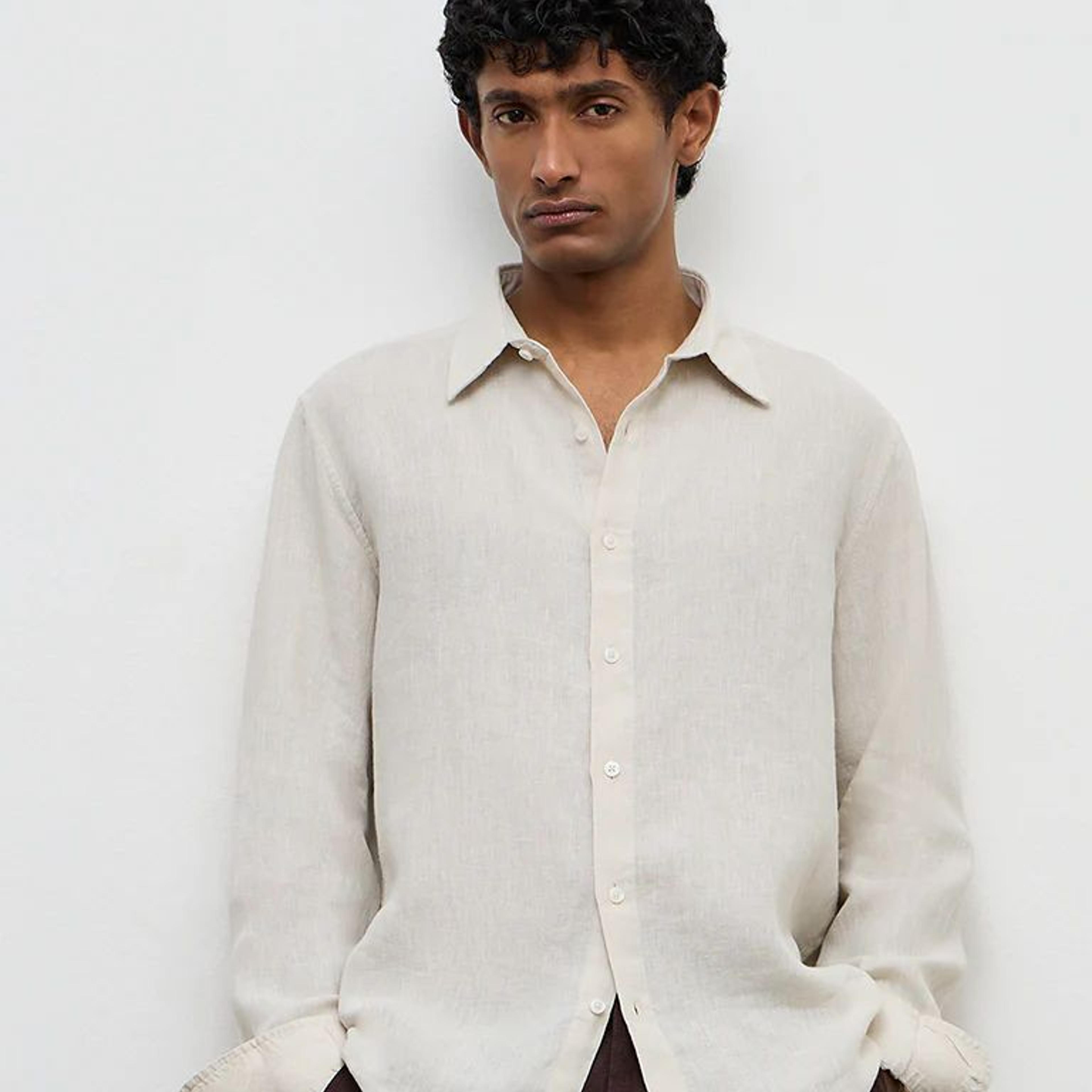 Ascot Beige Relaxed-Fit Linen Shirt