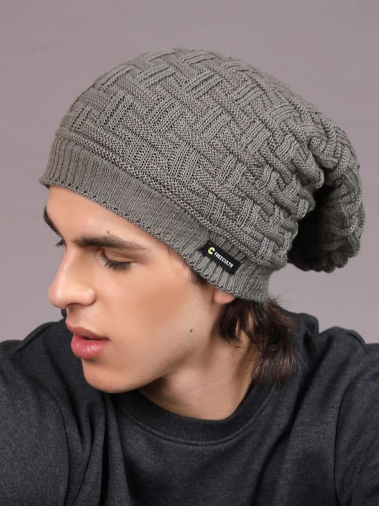 Unisex Long Beanie — Grey