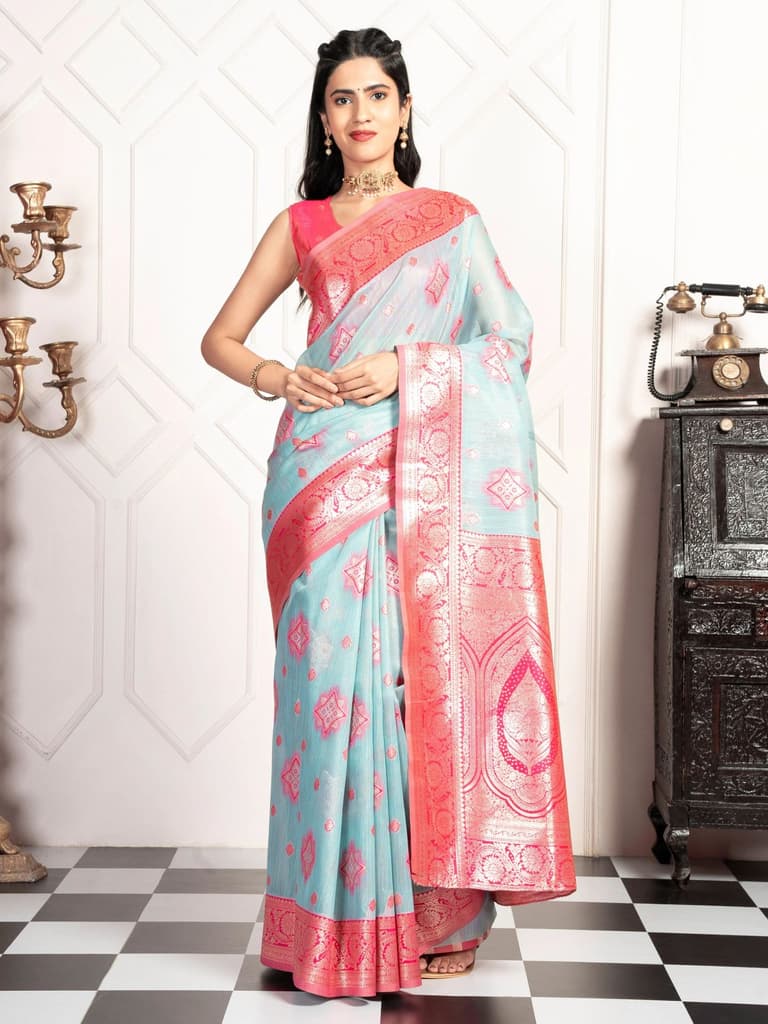 Mimosa Women's Woven Design Kanjivaram Style Art Silk Saree With Blouse Piece : SA00002068SFFREE — photo 2