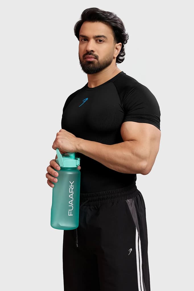 Compression T-shirt Black/ Blue Logo — photo 6