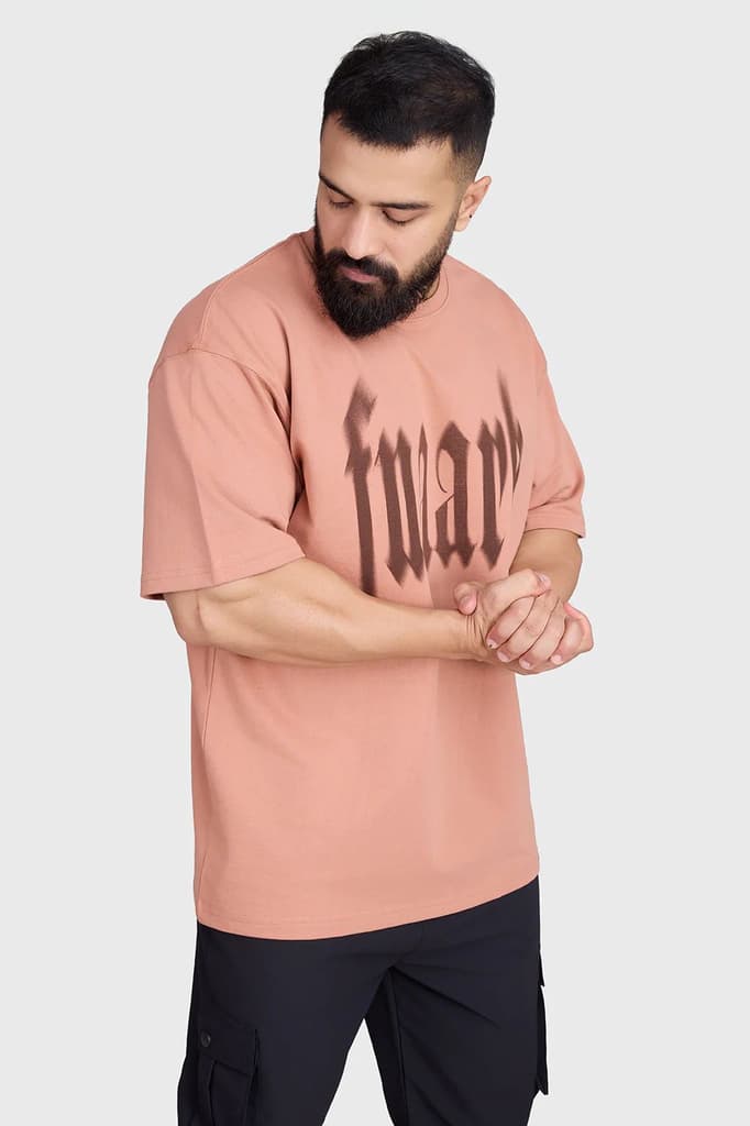 Blurred Oversized T-shirts Warm Beige — photo 5