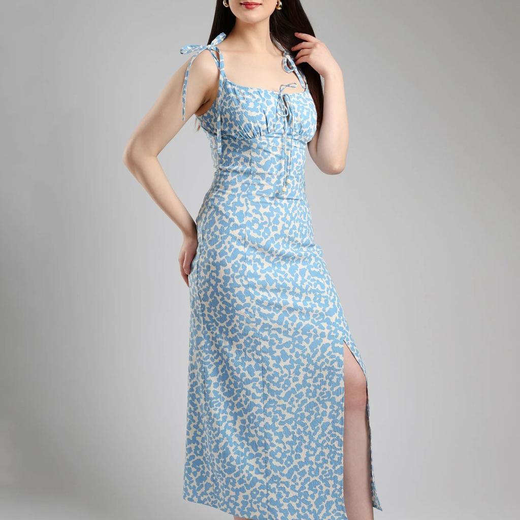Lyra Blue long Slit dress
