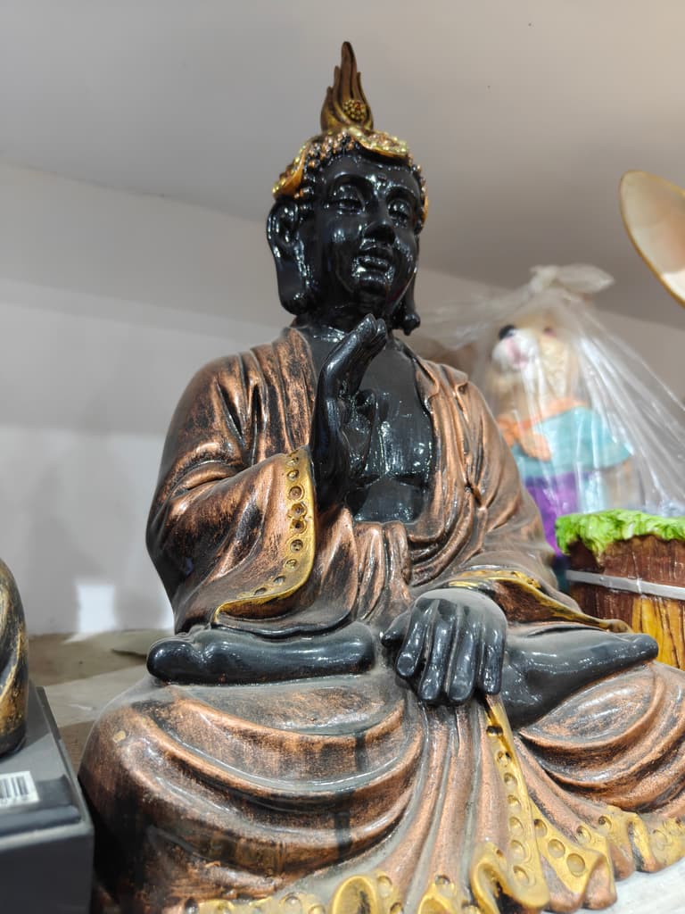 Black Buddha Statue | Decorative | Wood | Gold