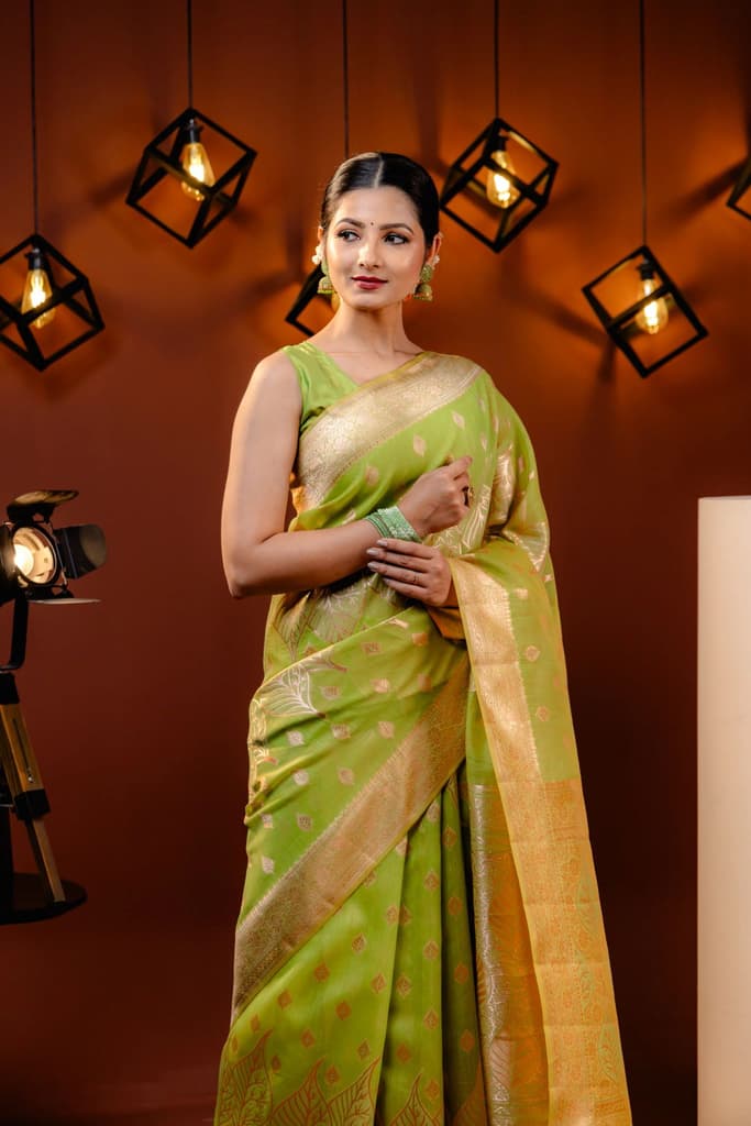 Mimosa Women's Woven Design Banarasi Style Art Silk Saree With Blouse Piece : SA00001766OLFREE — photo 3