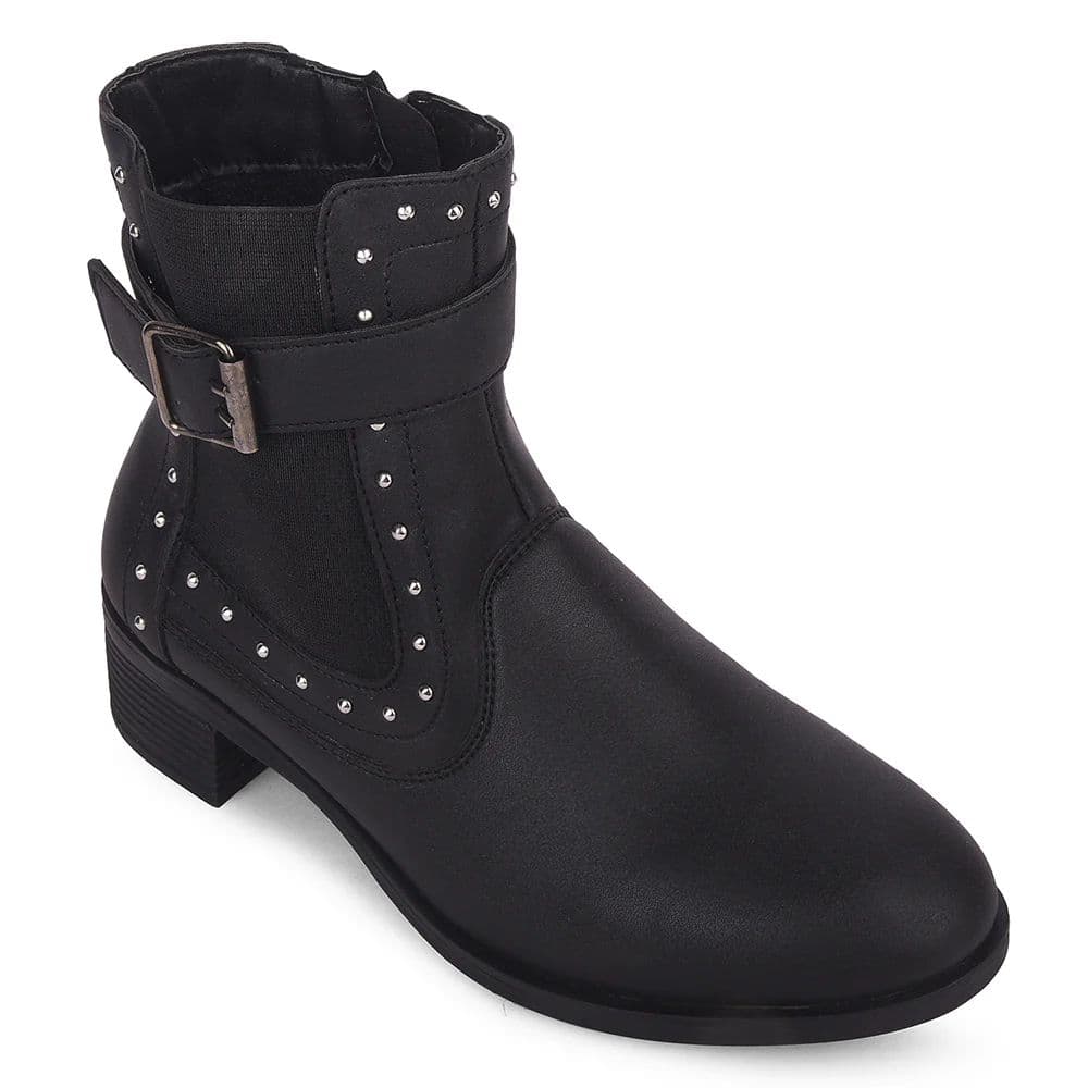 Senorita Black Casual Non Lacing Boots for Women BOOST-1E By Liberty — 3/36 / Black