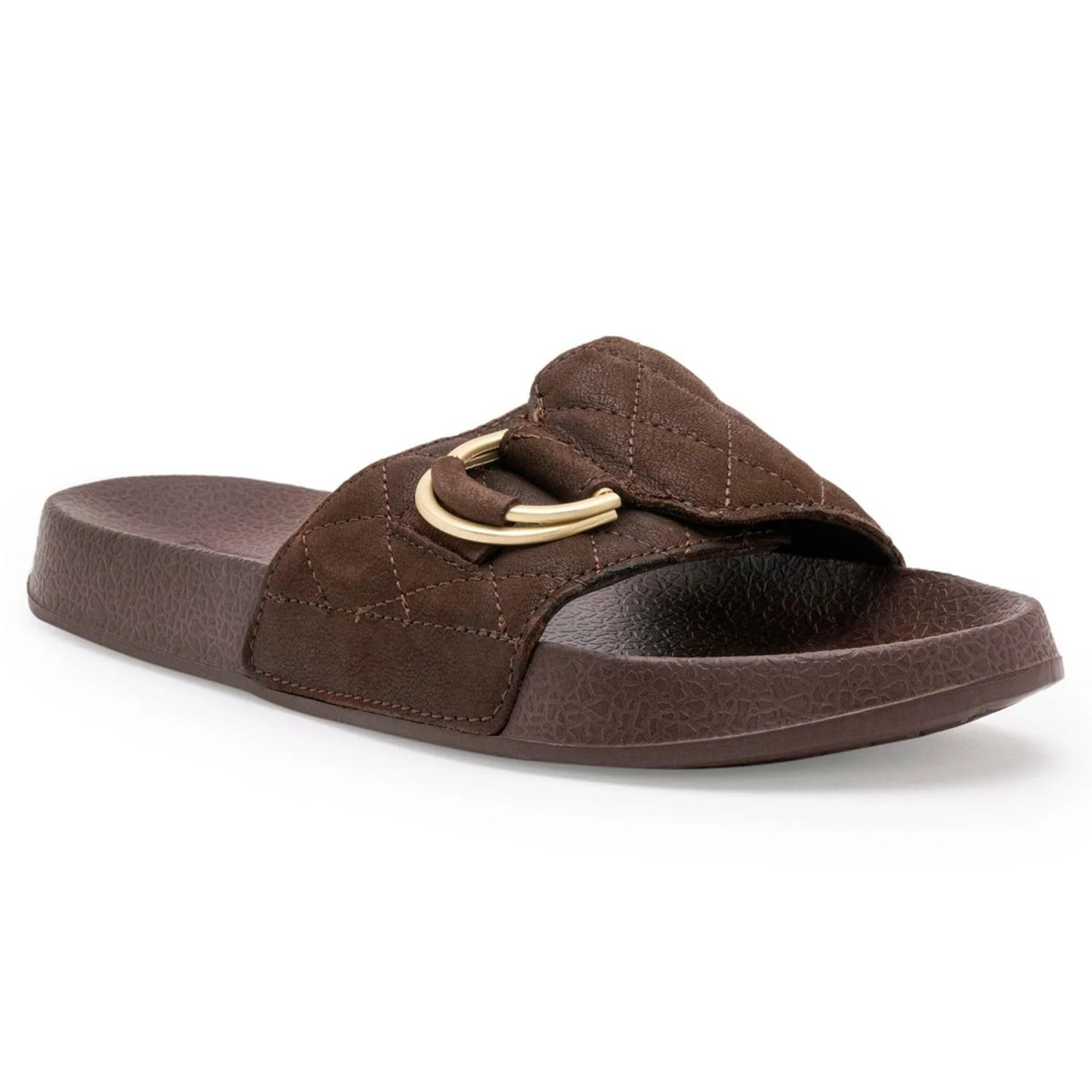 Womens Sliders in Brown | Casual Pool Sliders
