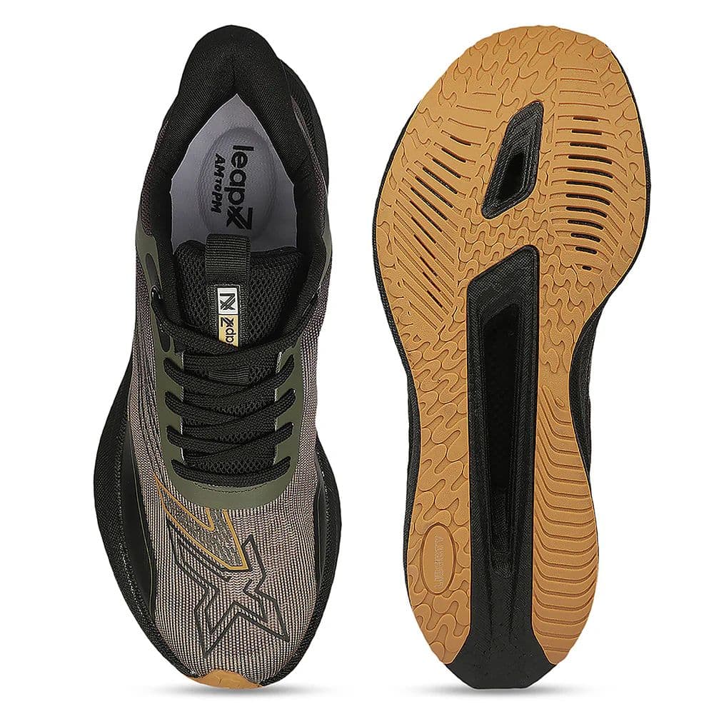 Leap7X ZLP-XM-19 Olive Green Sports Lacing Running Shoes for Men By Liberty — photo 4