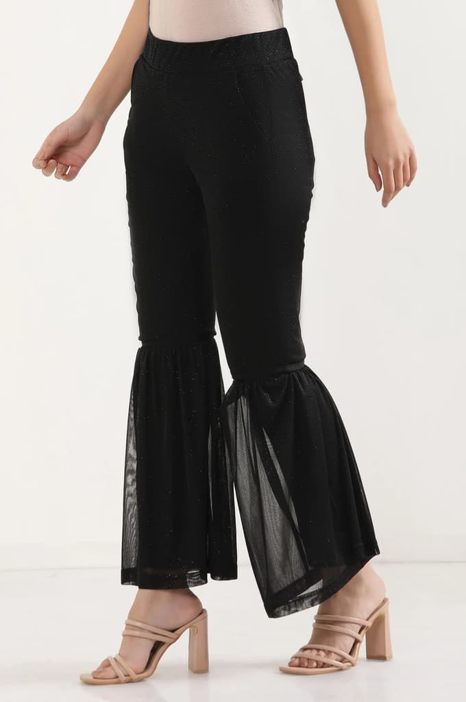 Black Printed Flared Sharara With Elasticated Waist — photo 3
