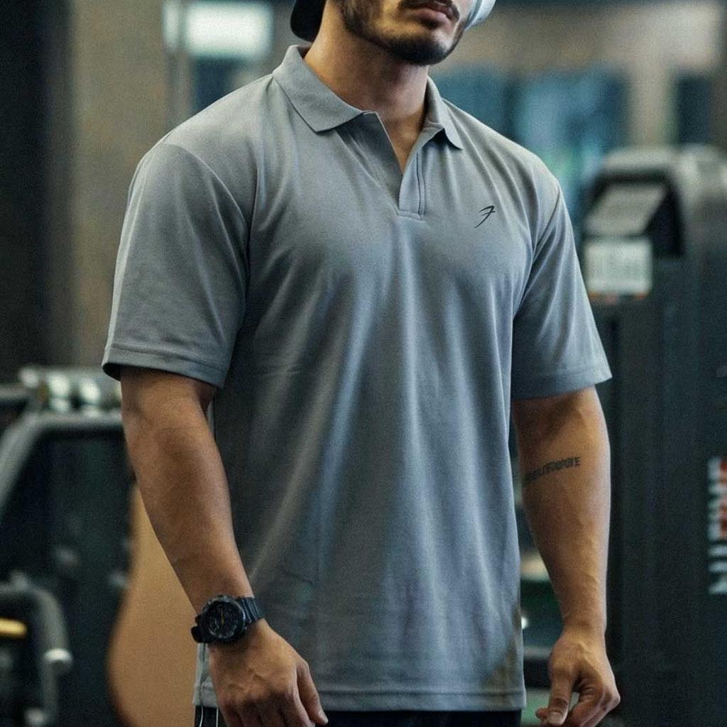 Noir Oversized Polo T-shirt Grey