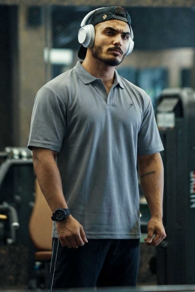 Noir Oversized Polo T-shirt Grey — S
