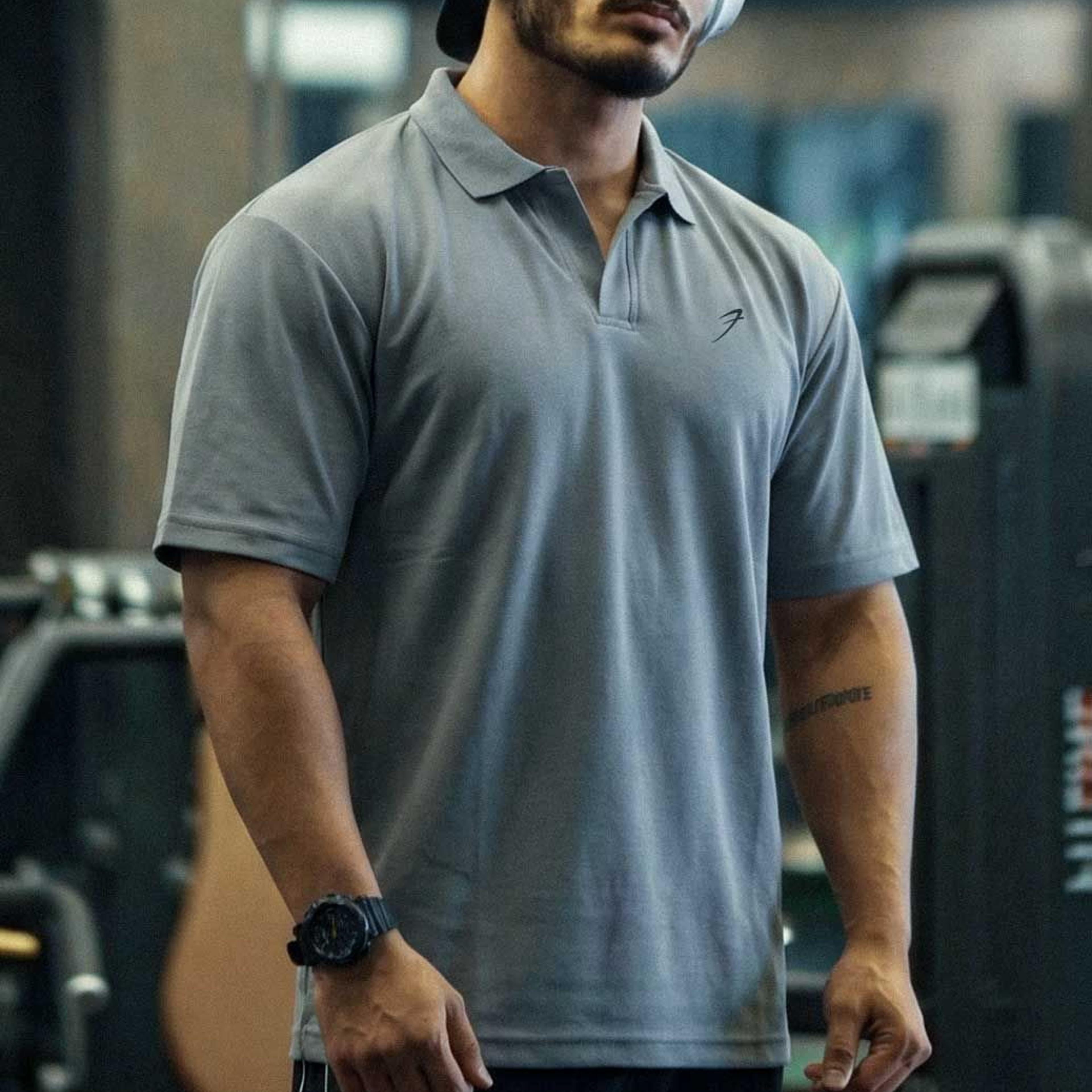 Noir Oversized Polo T-shirt Grey