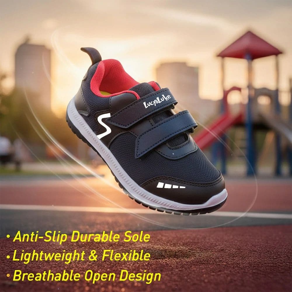 Lucy & Luke Black Sports Non Lacing Walking Shoes For Kids JAMIE-K2E By Liberty — photo 3