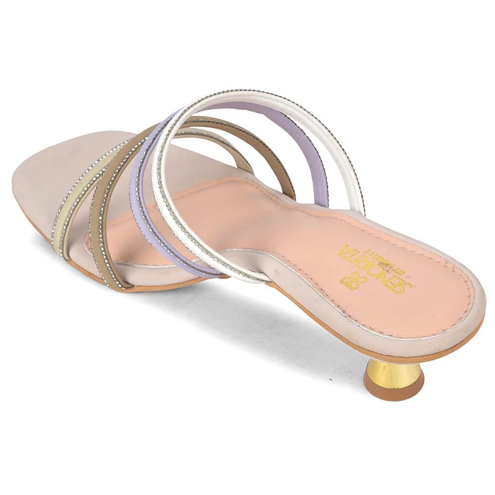 Senorita STY-180E Cream Casual Heeled Slippers for Women by Liberty — photo 5