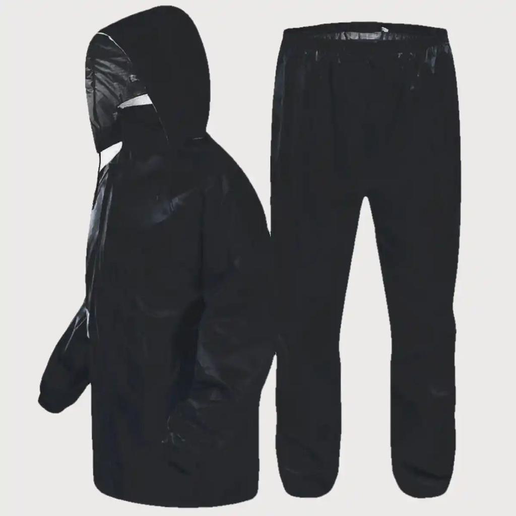 INFISPACE Adult Unisex Polyester Raincoat Suit with Adjustable Cap & Pockets Black Color XL — photo 2
