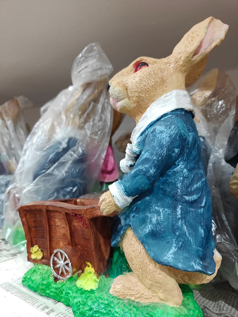 Rabbit Figurine | Wooden | Brown | Decorative