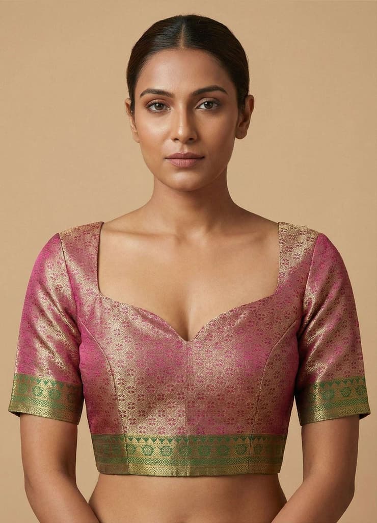 MIMOSA Women's Woven Design Kanjivaram Style Art Silk Saree with Blouse Piece - Magenta (SA00002866MJFREE) — photo 5