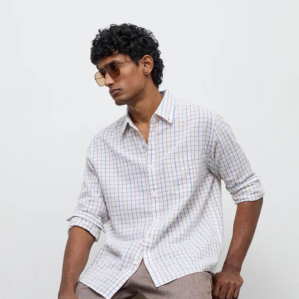 WES Casuals Off-White Relaxed-Fit Cotton-Blend Shirt