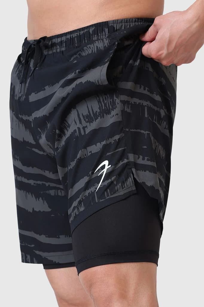 2 in 1 Printed Compression Shorts Olive — photo 4