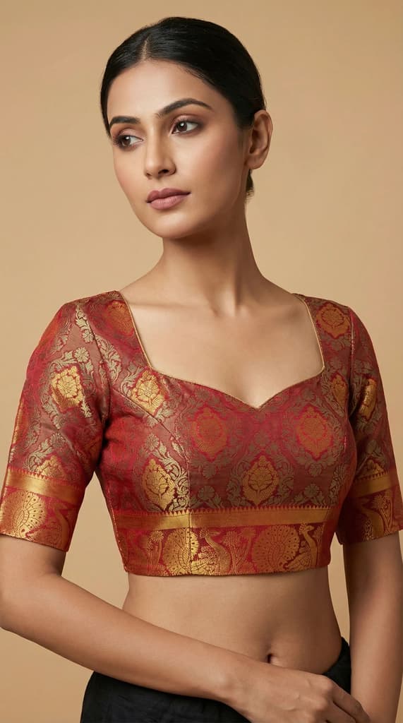 MIMOSA Women's Woven Design Kanjivaram Style Art Silk Saree with Blouse Piece - Rani ( SA00003142RNFREE ) — photo 5