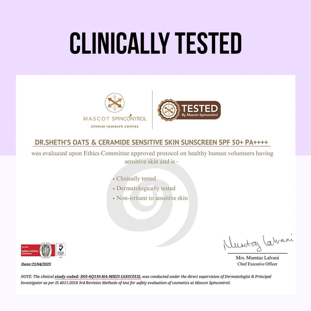 Oats & Ceramide Sunscreen for Sensitive Skin - 50 gm
