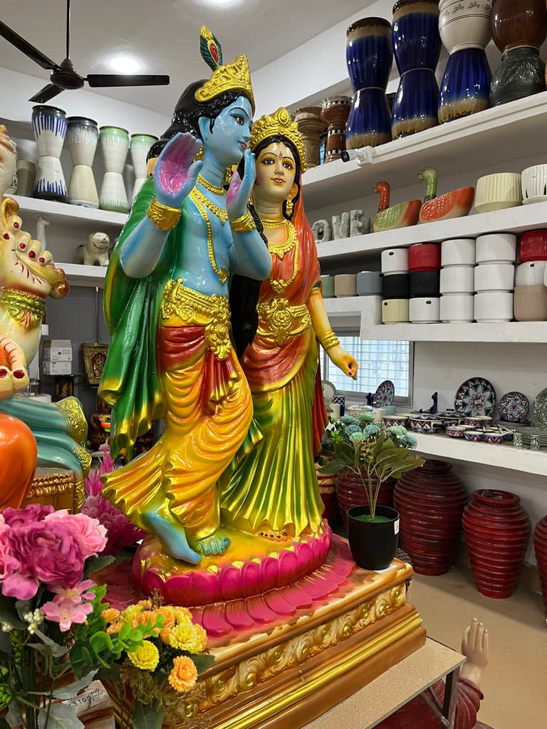 Hindu Deity Statue | Sculpture | Bronze | Gold, Yellow, Red, Green, Pink