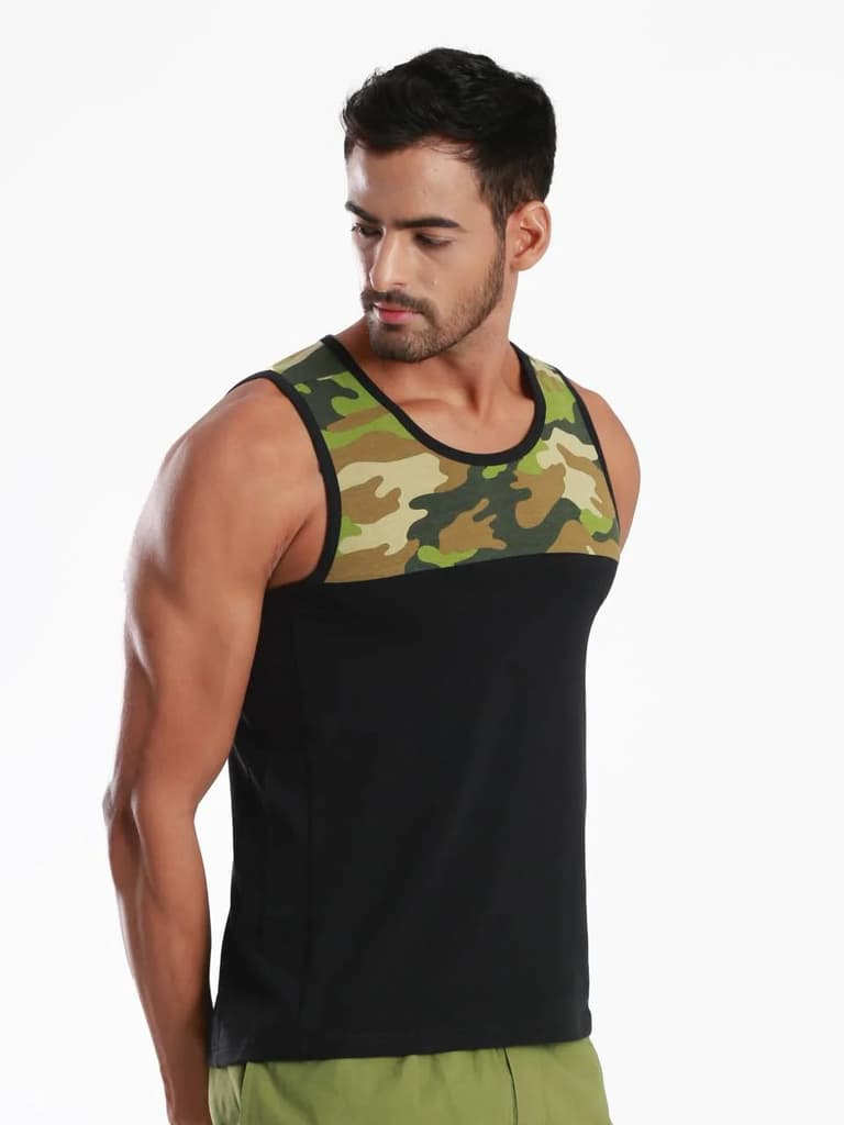 Yoke Camo Black Active Fit Camo Printed Organic Bamboo Vest (Pack Of 1) — photo 2