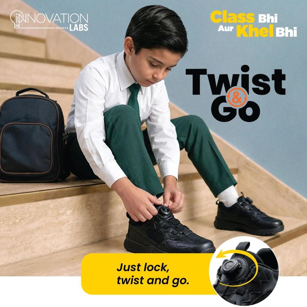 Leap7X SKOLGAMEBO Kids' Black School Shoes - SCHOOL TWIST & GO with Memory Foam Comfort — photo 2