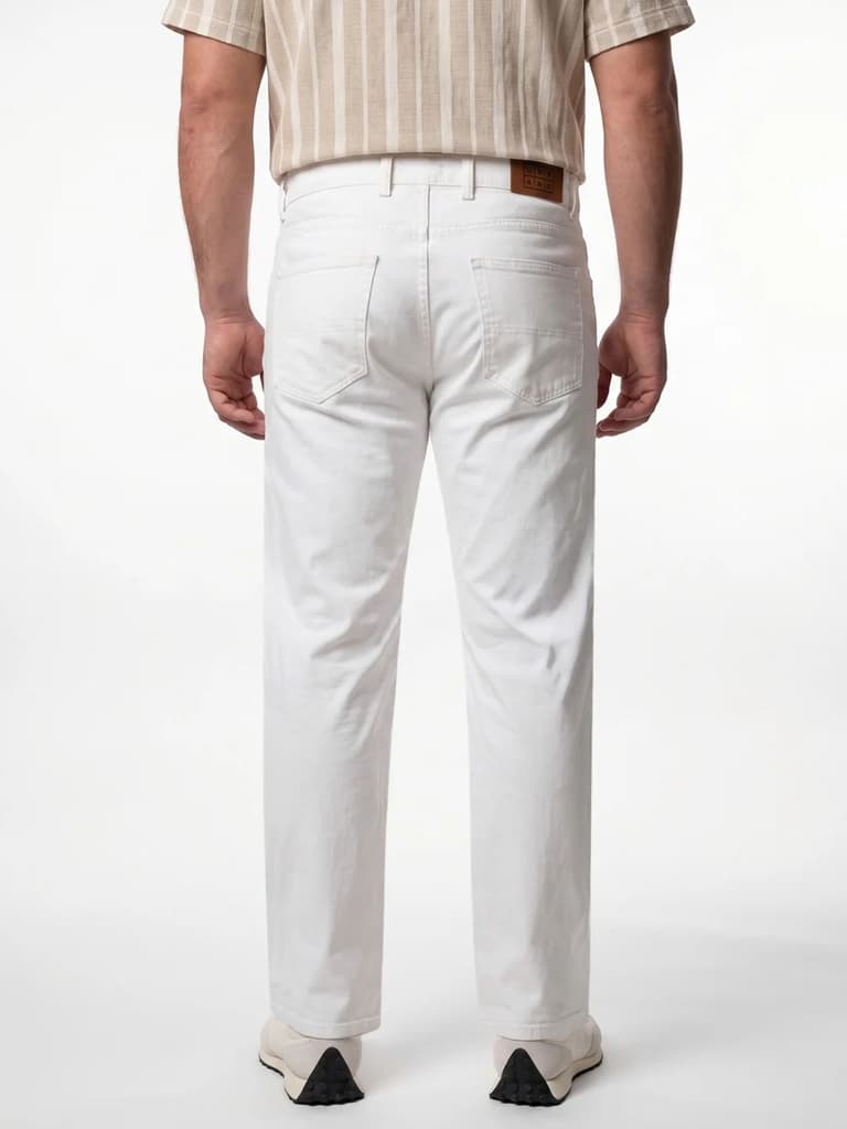 Plus Men's White Relaxed Fit Washed Denim Jeans Non-Stretchable — photo 3